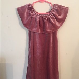 Pink velvet off shoulder dress